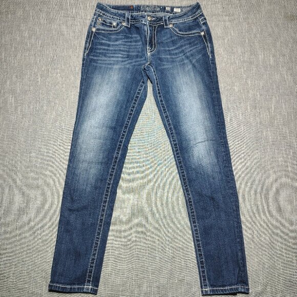 Miss Me Jeans Women's SIze 29 Blue Faded Signature Skinny Flap Western P6139S - Picture 1 of 11